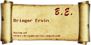 Brieger Ervin névjegykártya